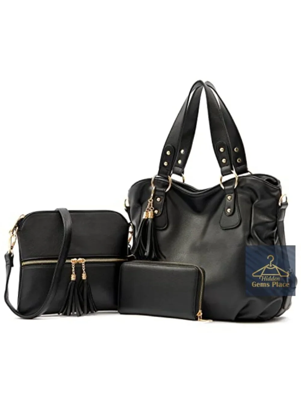 Slouchy Hobo Handbag Set 3pcs Crossbody/Shoulder Bag Vegan Leather